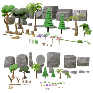 Stylized foliage mobile game ready assets