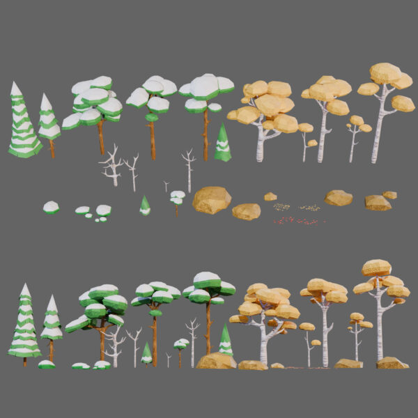 Stylized Forest Elements 3d Model