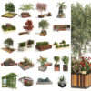 Outdoor Furniture and Planter Combinations 3D Pack