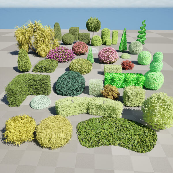 Shaped Bushes 3D Pack 01