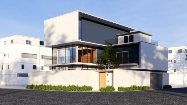 modern house on crossroad