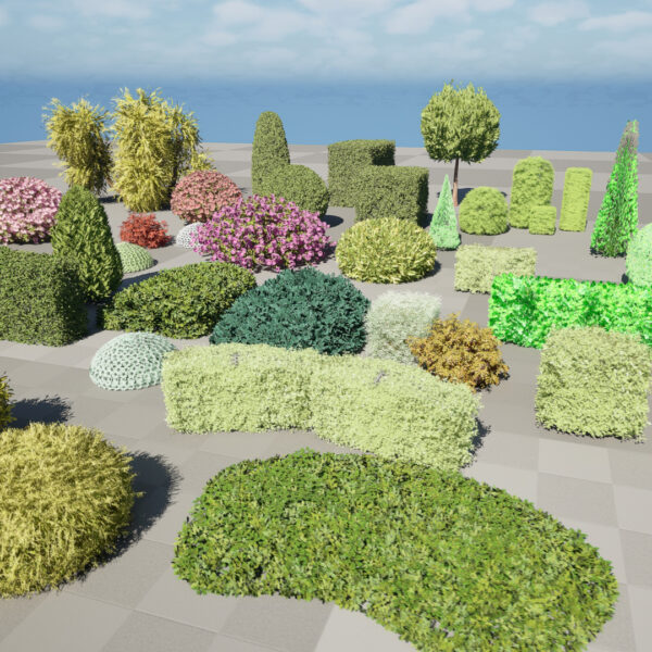 Shaped Bushes 3D Pack 01