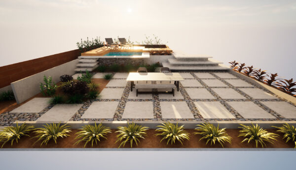 Backyard Pool and Greenery 3d model