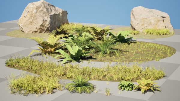 3D Nature Pack: Grass, Fern, Rocks, Palms, Meadow