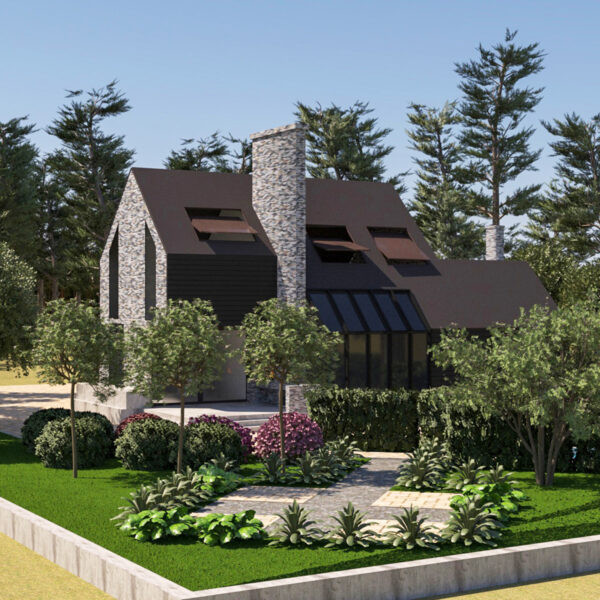 Modern Stone & Wood Luxury Villa with Pool ,full 3d scene