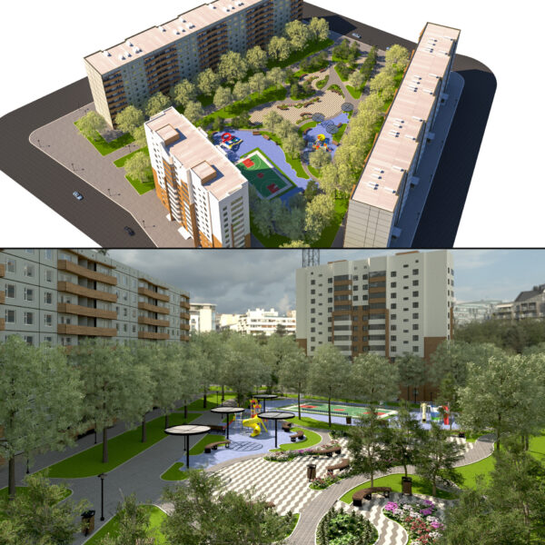 Modern Residential Block & Courtyard Modern Residential Block & Courtyard