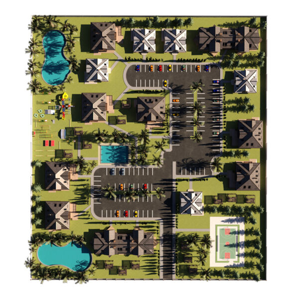 Resort Village 3D Scene
