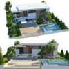 Contemporary Single-Story House 3D Model with Detailed Landscaping & Pool