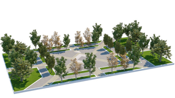 Modern Geometric Park Plaza – 3D Landscape Model