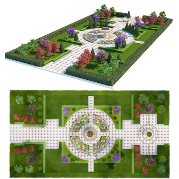 Classic Formal Garden Park 3D Scene Classic Formal Garden Park 3D Scene