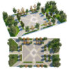 Modern Geometric Park Plaza – 3D Landscape Model