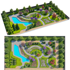 Contemporary Public Park 3D Model with Organic Pathways Contemporary Public Park 3D Model with Organic Pathways