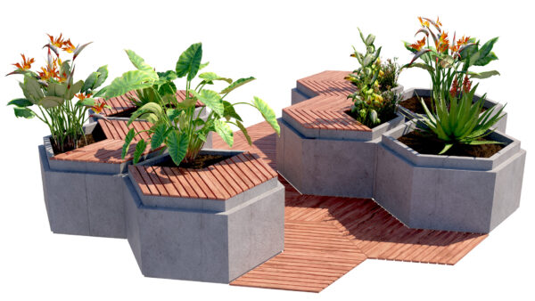 Modular Urban Hexagon Green Space 3D Model Modular Urban Hexagon Green Space 3D Model