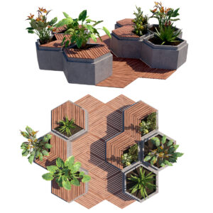 Modular Urban Hexagon Green Space 3D Model