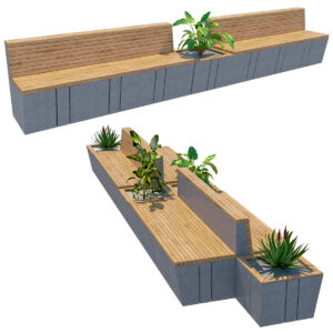 bench, outdoor, urban, seating, street, planter, plant, bench, outdoor, urban, seating, street, planter, plant,