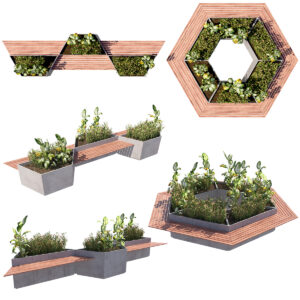 Hexagon Landscape Planter Seating 3D Model Hexagon Landscape Planter Seating 3D Model
