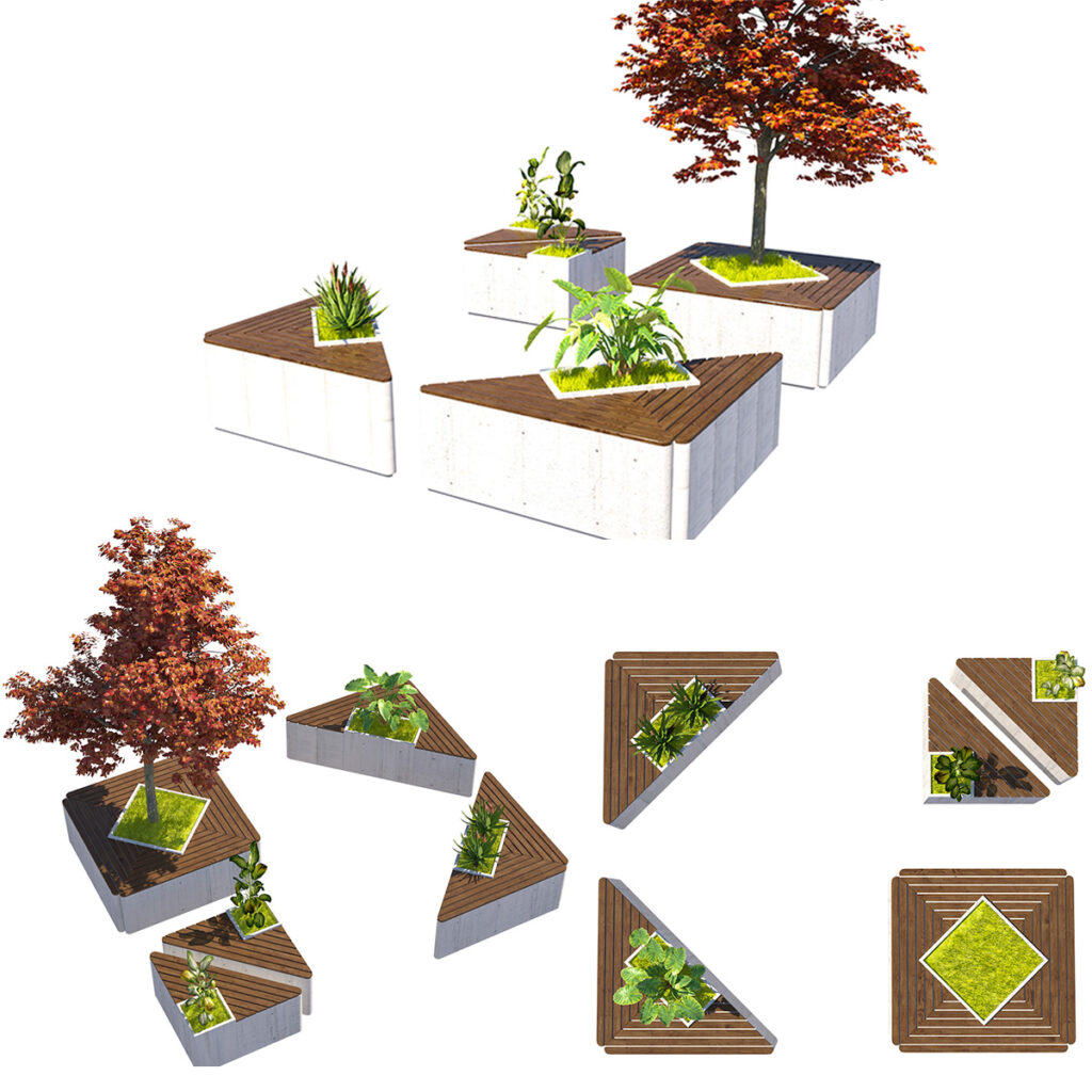 Modern Geometric Modular Seating 3D Model - mehrazvira.com