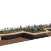 Modern Angular Park Bench with Integrated Planters Modern Angular Park Bench with Integrated Planters