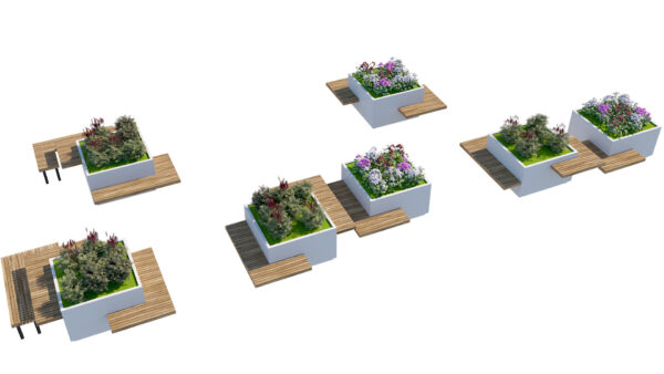 Outdoor Slat Bench & Planter