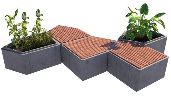 Modular Hexagon Planter Bench – Modern Urban Seating