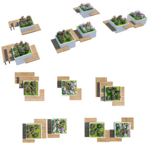 Outdoor Slat Bench & Planter Outdoor Slat Bench & Planter