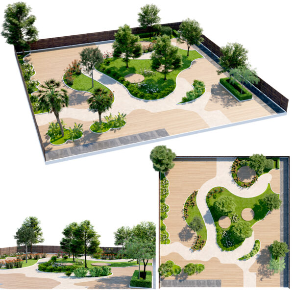 Modern Zen Garden & Urban Park Landscape