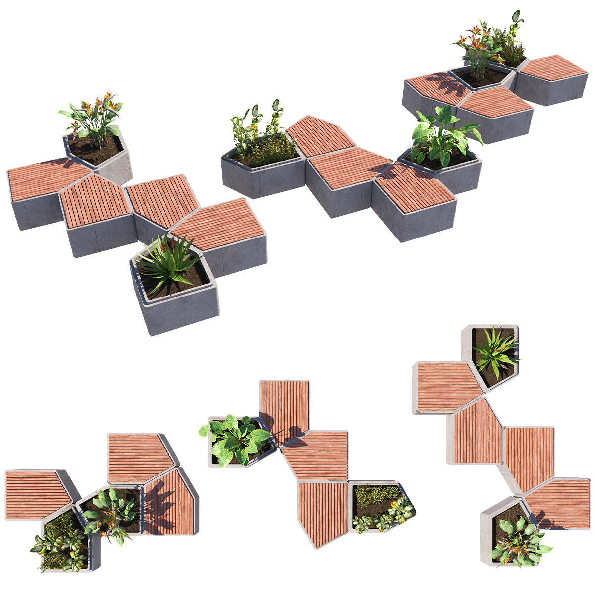 Modular Hexagon Planter Bench – Modern Urban Seating - mehrazvira.com