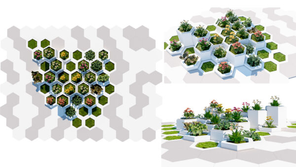 Honeycomb Vertical Garden Kit - 3D Architecture Asset