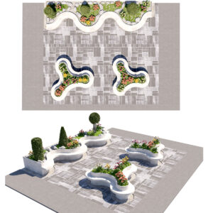 Organic Concrete Garden Seating with Foliage