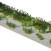 Modular Urban Plaza with Linear Park and Biophilic Seating Modular Urban Plaza with Linear Park and Biophilic Seating