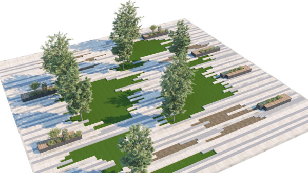 Contemporary Landscape Module with Staggered Stone Paving