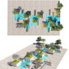 Modern Modular Urban Plaza with Water Feature and Seating