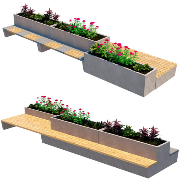 Urban Planter Benches 3D Asset Pack
