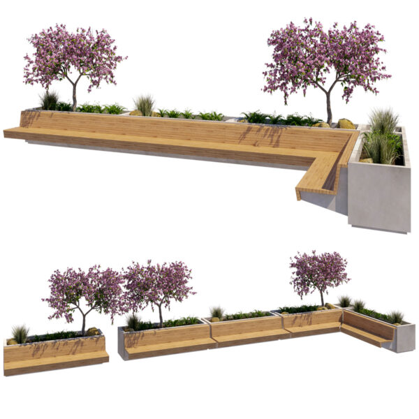 Urban Planter Benches 3D Asset Pack