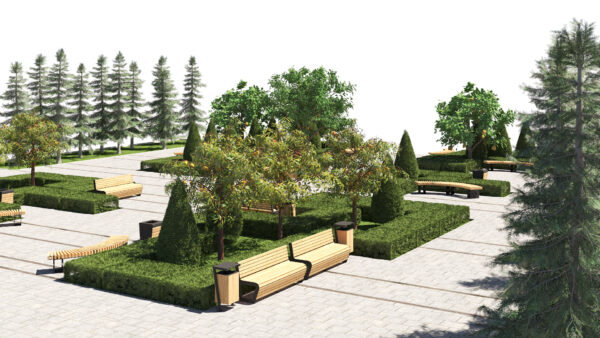 Complete Civic Park Plaza Asset Pack with Trees and Benches Complete Civic Park Plaza Asset Pack with Trees and Benches
