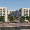 Modern City Square and Apartment Buildings Scene Modern City Square and Apartment Buildings Scene