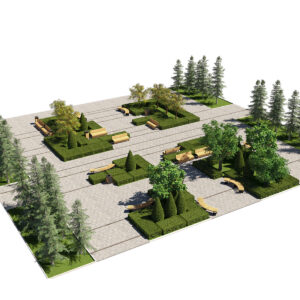 Complete Civic Park Plaza Asset Pack with Trees and Benches Complete Civic Park Plaza Asset Pack with Trees and Benches