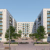 Modern City Square and Apartment Buildings Scene Modern City Square and Apartment Buildings Scene