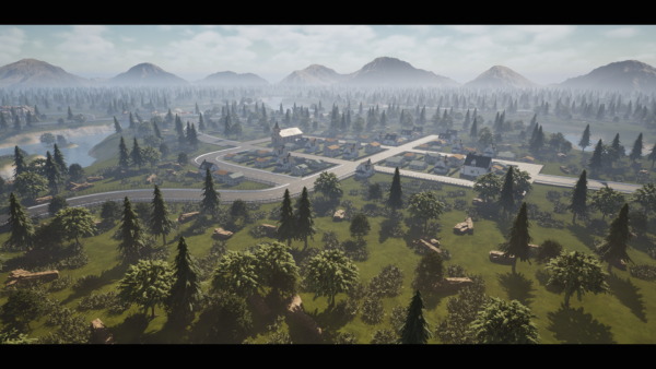 Large Scale Realistic Racing Circuit Environment – Forest, Village, Lake & Quarry Zones