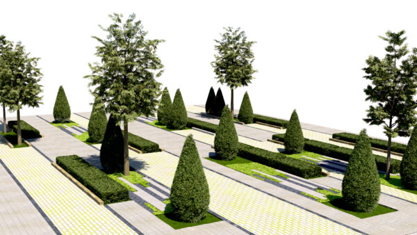 8 Complete Scenes, Outdoor Park Plaza and Garden 3D Pack