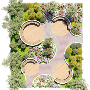 Geometric Circular Patio & Garden 3D Modelv