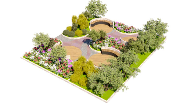 RENDER2 Geometric Circular Patio & Garden 3D Model