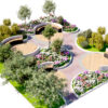 RENDER3 Geometric Circular Patio & Garden 3D Model