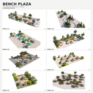 00 Bench_Plaza_Landscape_Pack 8 Bench Plaza Landscape 3D Model Pack 02