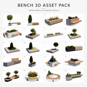 20 Modern Plaza Bench 3D Models 20 Modern Plaza Bench 3D Models