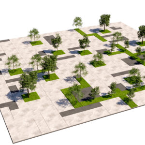 Modular Paved Pedestrian Square 3D Model Modular Paved Pedestrian Square 3D Model
