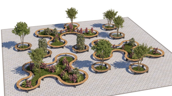 Urban Public Plaza Seating and Landscape Design 3D Model Urban Public Plaza Seating and Landscape Design 3D Model