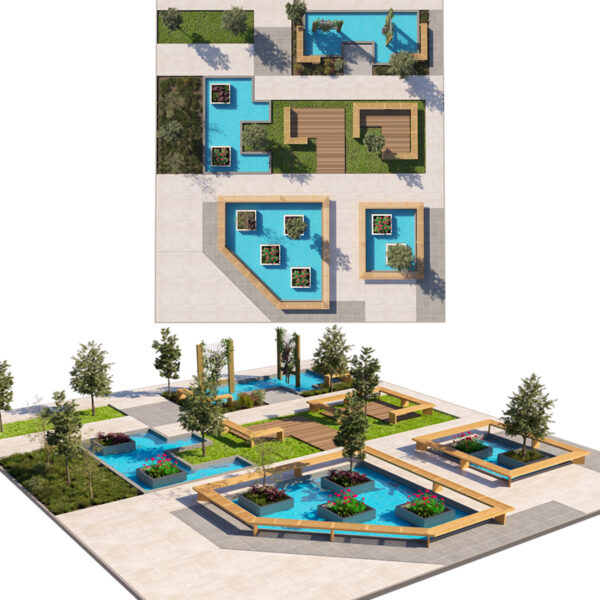 Public Park Water Feature Scene