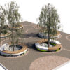 Modern Outdoor Furniture and Circular Bench Tree Ring Module