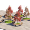 Curved Modular Public Bench and Autumn Tree Plaza Landscape Set